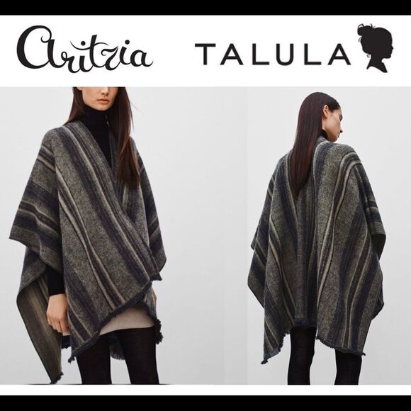 Aritzia Talula gray black Montgomery poncho wrap - Picture 7 of 7